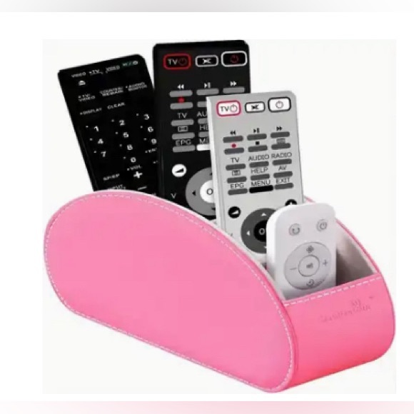 Pink Leather 5 Slot Remote Control Holder Organizer - Picture 1 of 4